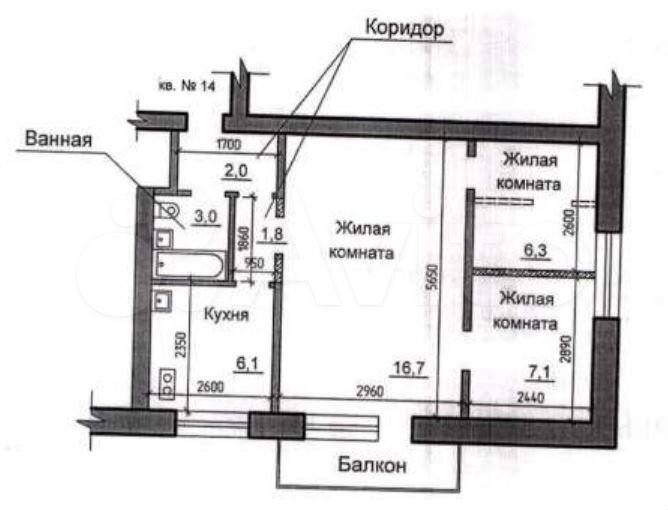 3-к. квартира, 43 м², 5/5 эт.