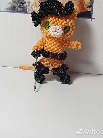 Кот в сапогах из бисера,ручной работы