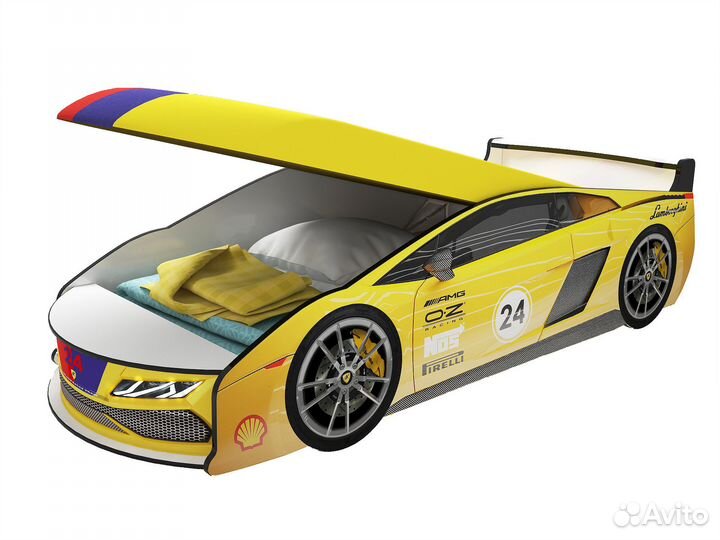 Кровать-машина Ламба Желтая