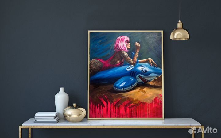 Интерьерная картина «Девушка на хищнике»