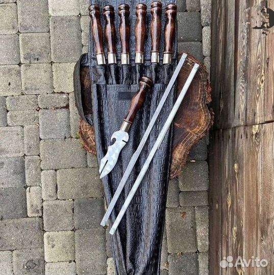 Набор шампуров в чехле из Эко-кожи 