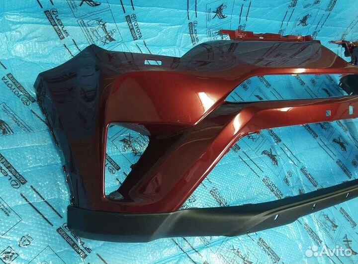 Рав 4 4 Передний бампер бордовый в сборе с юбкой