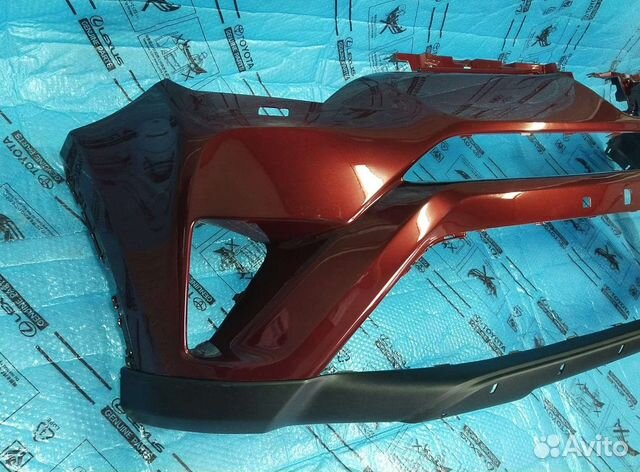 Рав 4 4 Передний бампер бордовый в сборе с юбкой