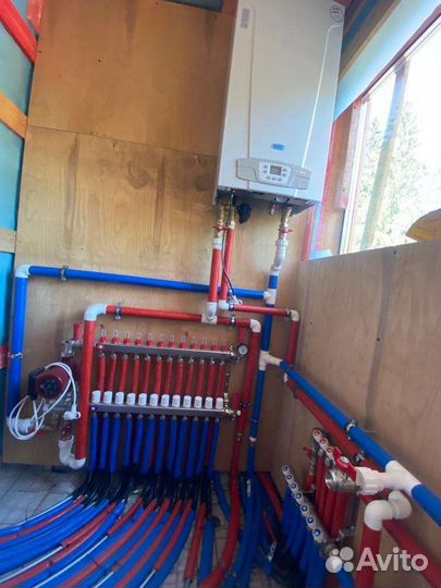 Монтаж водяного теплого пола, отопление котельные