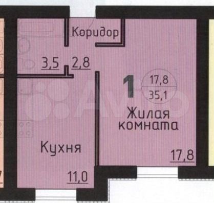 1-к квартира, 34 м², 2/3 эт.