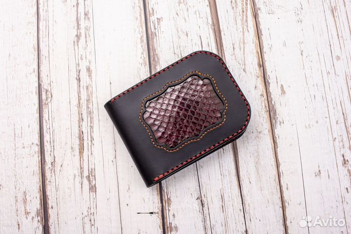 Кошелек мужской со вставкой кожи змеи