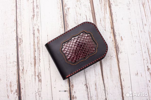 Кошелек мужской со вставкой кожи змеи
