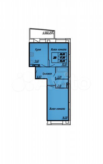 2-к. квартира, 50 м², 10/17 эт.