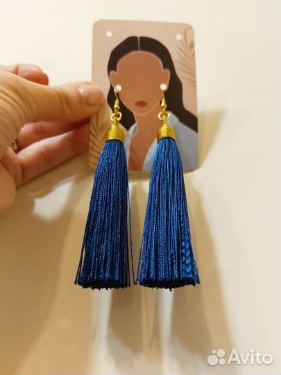 Серьги кисточки с бахромой (бижутерия)
