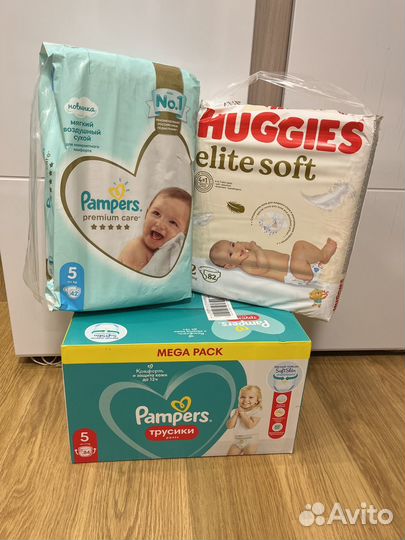 Подгузники и Трусики pampers 5, huggies 2