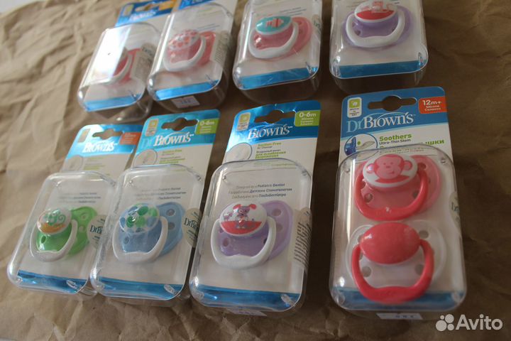 Пустышки, прорезыватели dr browns 6-12, 12+