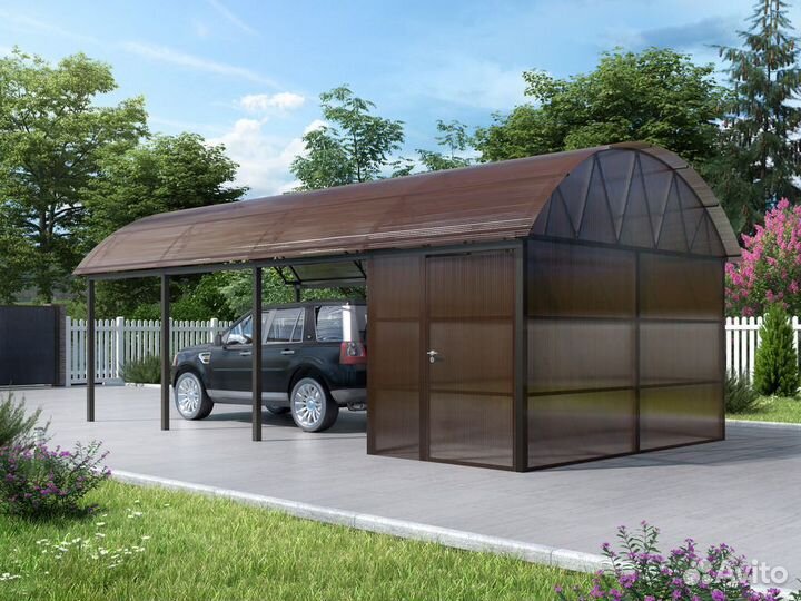 Навес с хозблоком