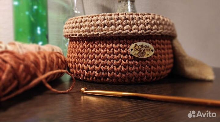 Вязанные корзины Шкатулки