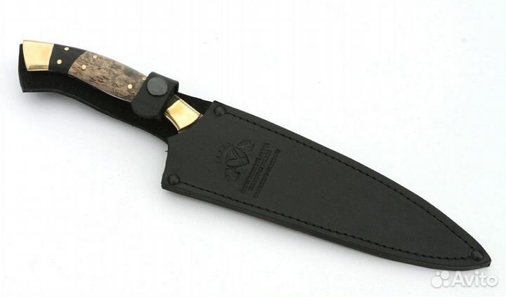 Нож Шеф №11 сталь дамаск рукоять черный граб карел