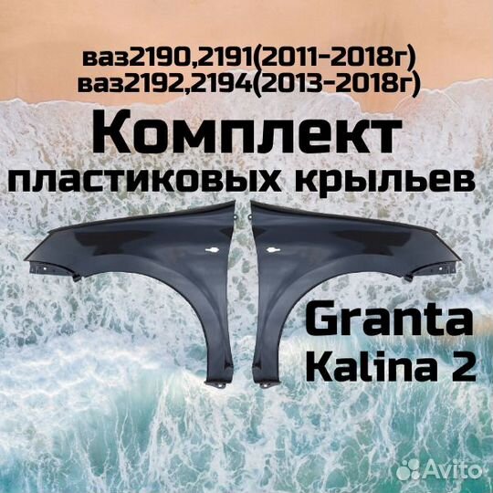 Комплект левое и правое крыло для ваз гранта, ваз