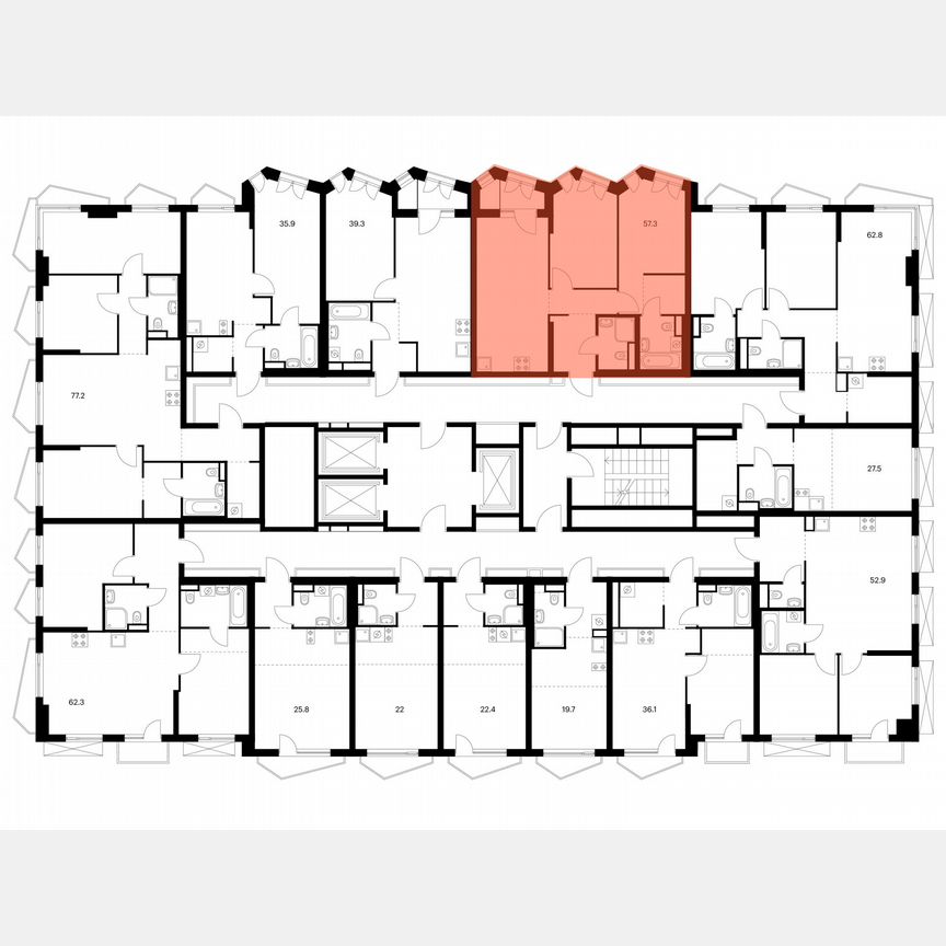 2-к. квартира, 57,3 м², 5/24 эт.