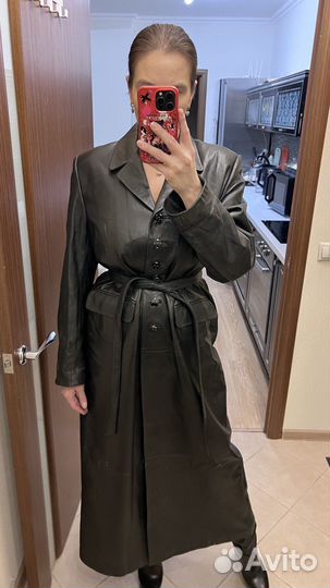 Новый плащ длинный в пол из натуральной кожи