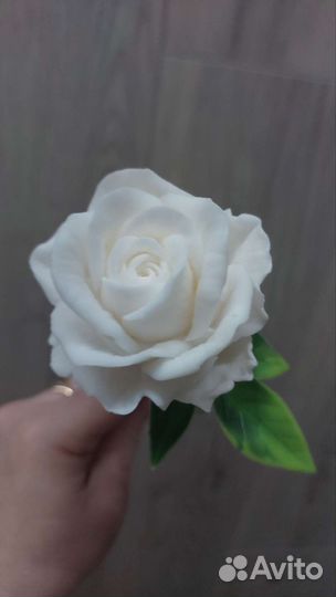 Белая роза из мыла ручной работы