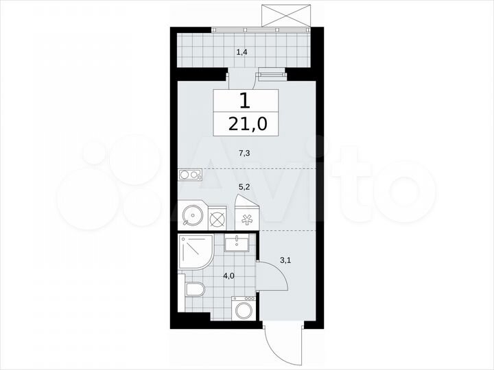 Квартира-студия, 21 м², 9/17 эт.