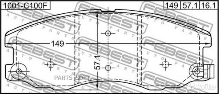 Febest 1001-C100F Колодки тормозные передние компл