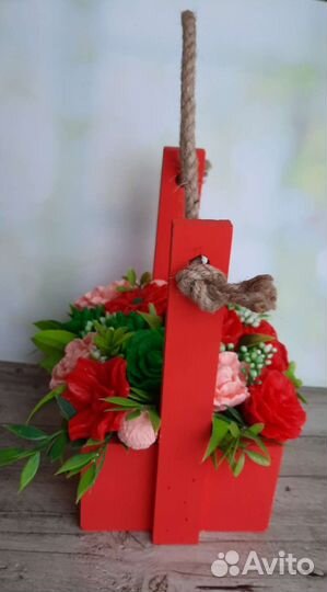 Букет из мыла ручной работы в ящичке