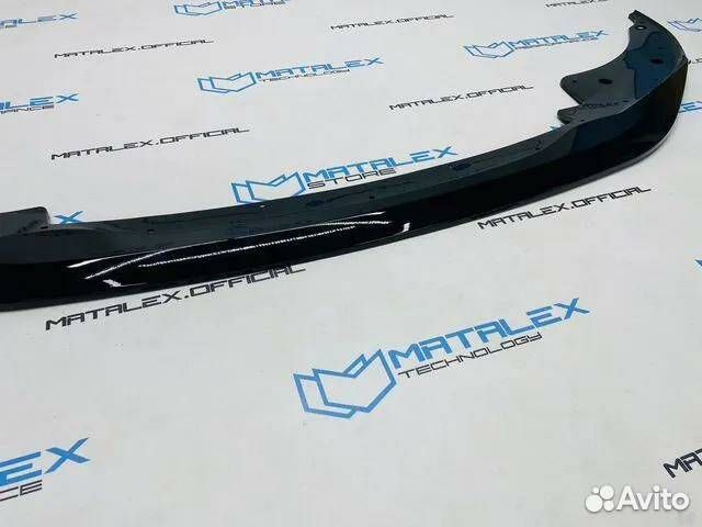 Сплиттер переднего бампера BMW G22, черный глянец