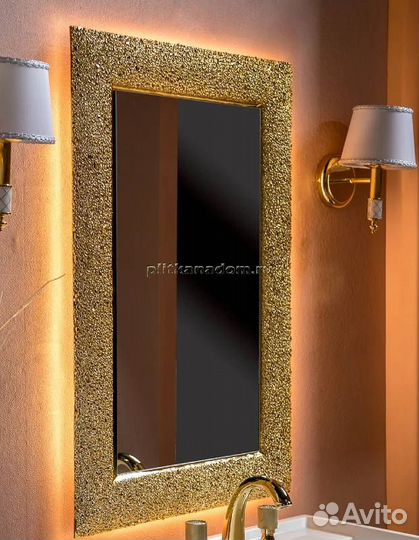 Boheme Aura 536 Зеркало с рамой из хрустального стекла, Золото, с подсветкой 60х90