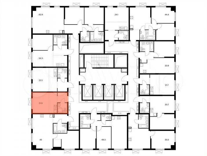 Квартира-студия, 21,9 м², 20/33 эт.