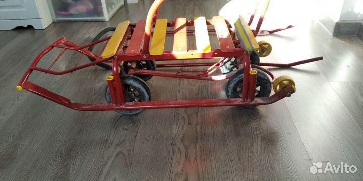 Детские санки с колесами санимобиль Тяни-Толкай