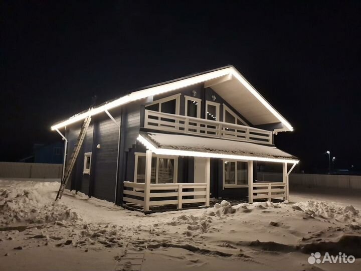 Контурная подсветка домов / Фасадное освещение