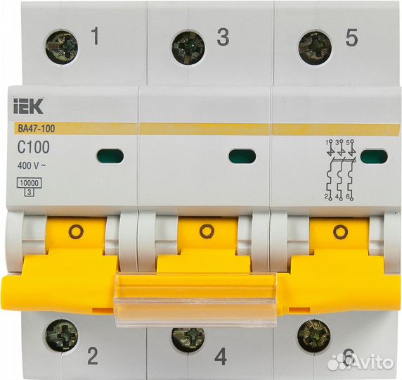 Автоматический выключатель ва47-100 3P C100 А 10 к
