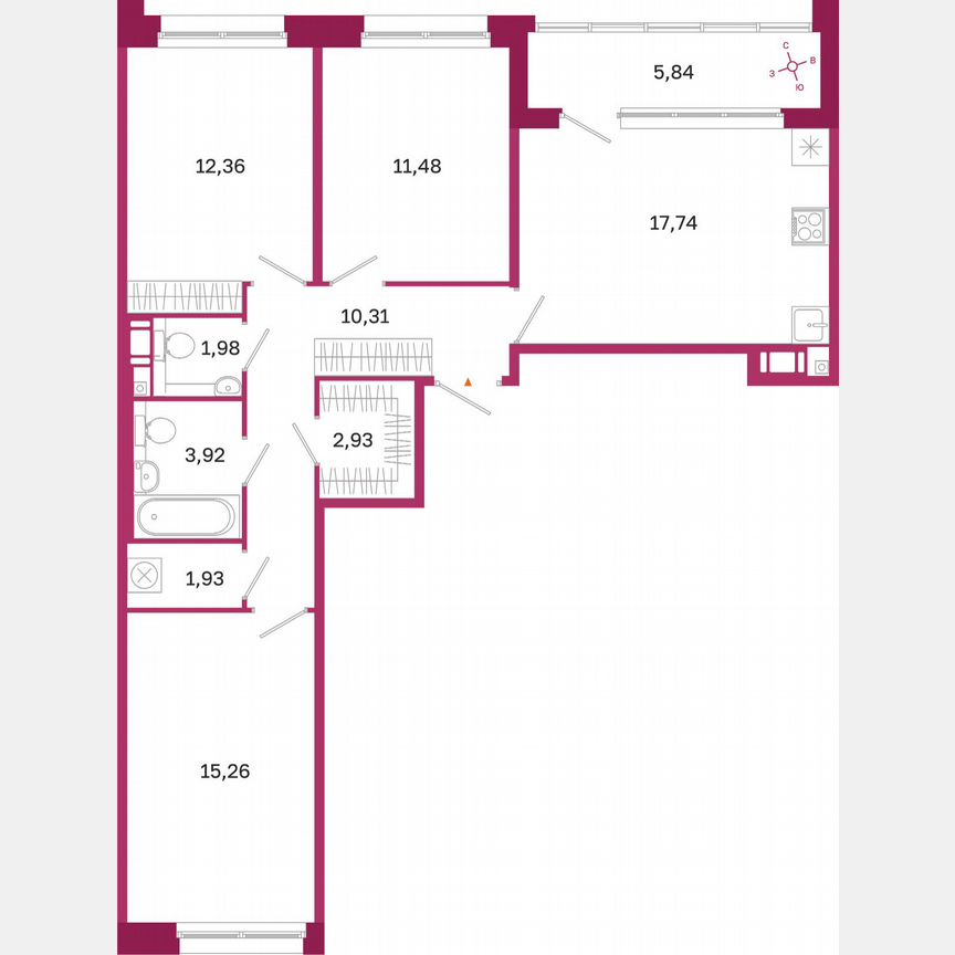 3-к. квартира, 80,8 м², 3/10 эт.