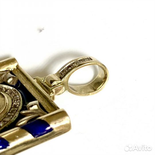 Золотая подвеска-ладанка с бриллиантами и эмалью 5