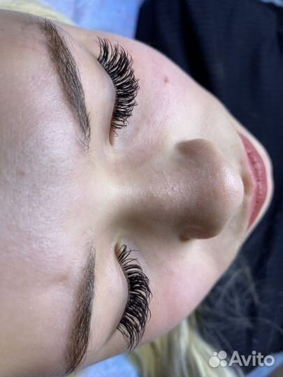 Наращивание ресниц на дому брови