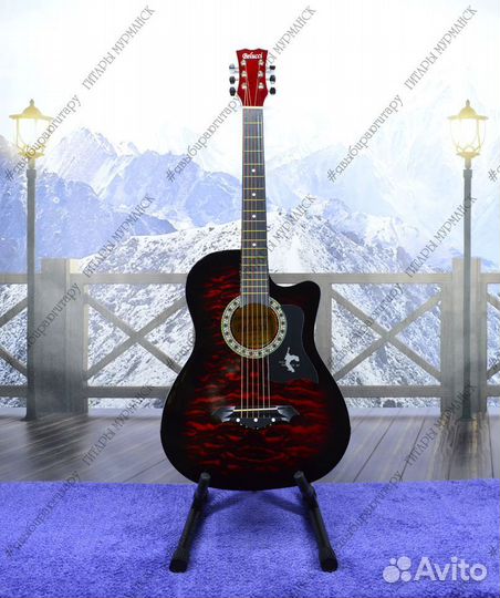 Акустическая гитара (новая), полный комплект