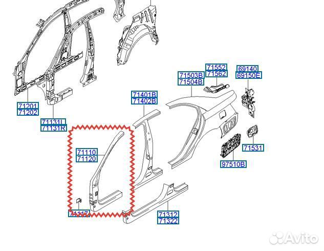 Панель кузова боковая Hyundai NF Sonata / Kia