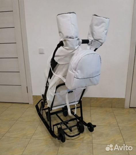 Санки-коляска Pikate Снеговик NEW белый