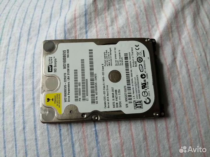 Жёсткий диск для ноутбука 2.5 WD 160гб