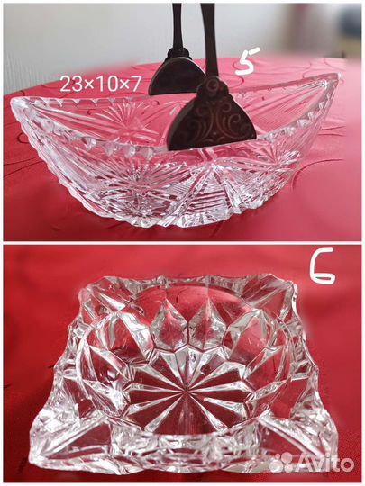 Хрустальные вазы, пепельница, конфетницассср