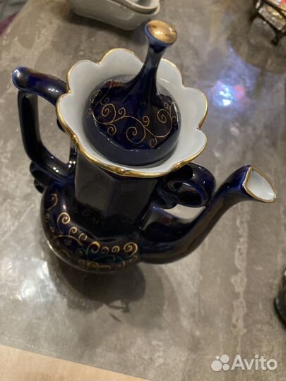 Кофейник синий кобальт СССР