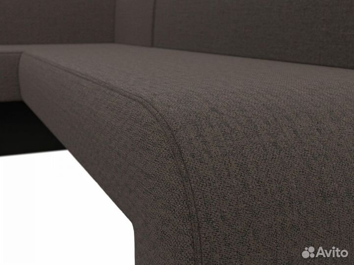 Диван кухонный угловой Кармен левый угол, рогожка, амур коричневый