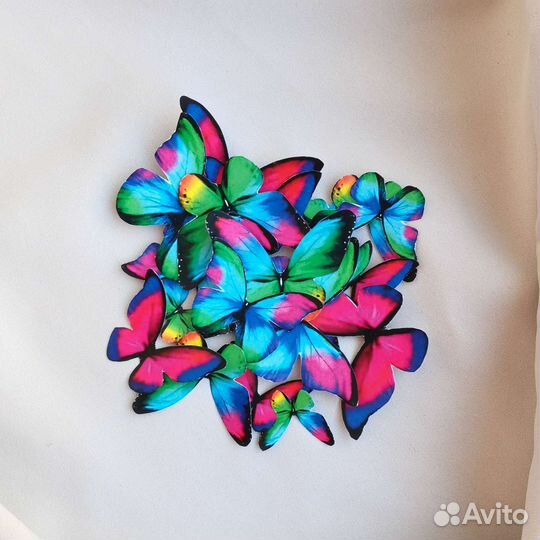 Бабочки для букета вырезанные 60шт яркие радужные