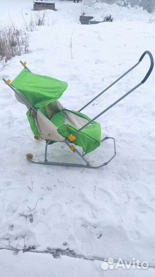Детские санки коляска с колесами