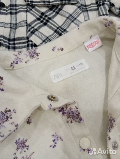 Рубашка тёплая zara для девочки 110-116