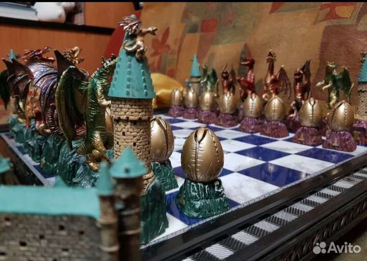 Шахматы Драконы Гарри Поттер со столиком