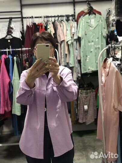 Рубашка джинсовая лавандовая