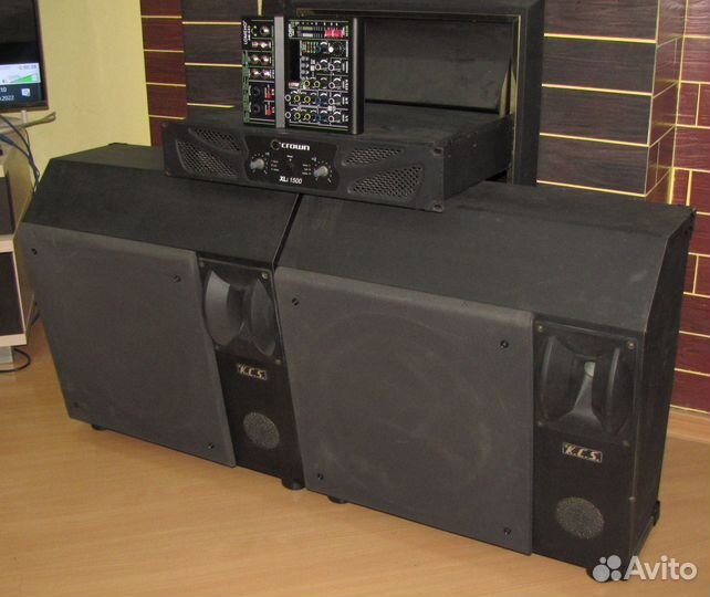 Колонки KCS 1200W Pro 2ш Усилитель Crown Микшер вт
