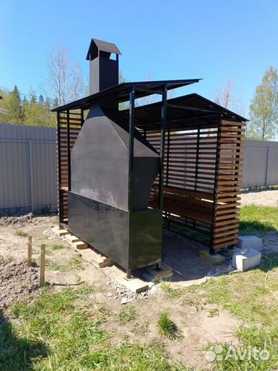 Мангальная зона в стиле лофт