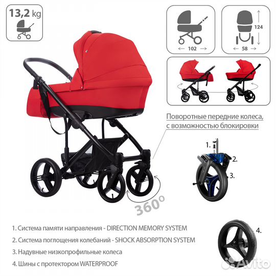Детская коляска 2 в 1 Bebetto Magnum 207 CZA