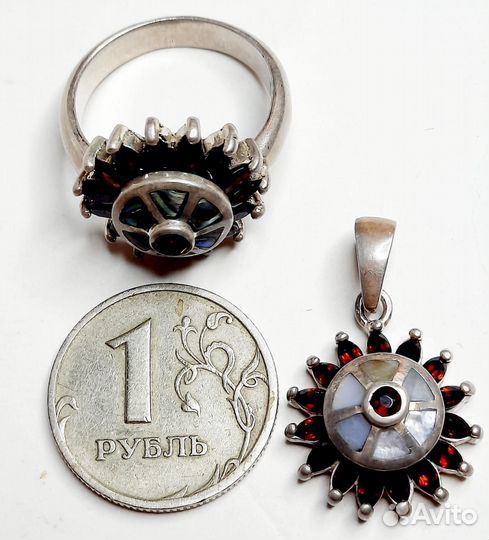 Кулон и перстень. Серебро, эмаль